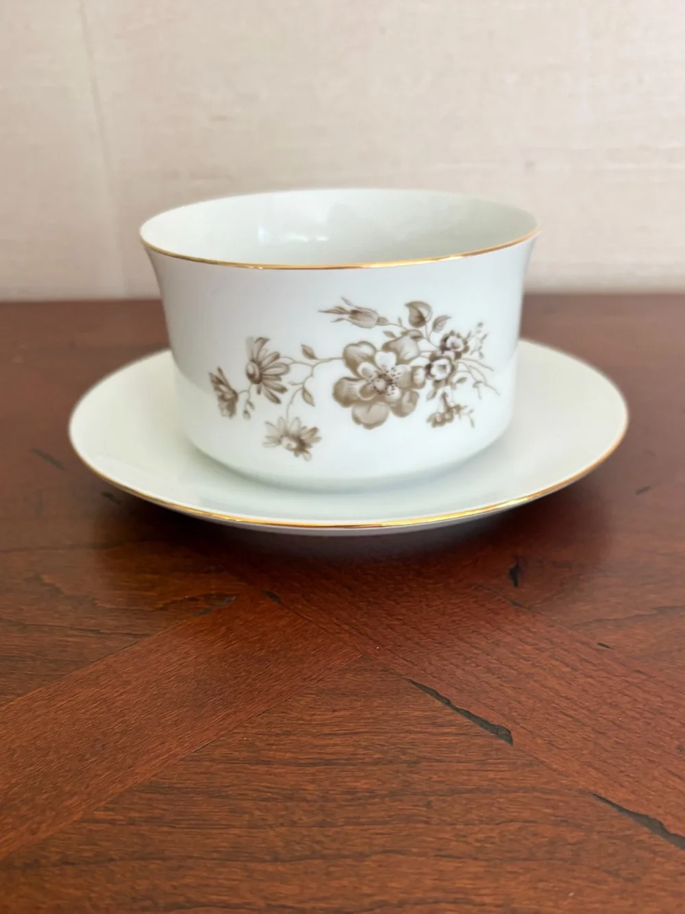 Share Vintage Johann Haviland Twilight Rose Sauce/Gravy Bowl with attached Plate